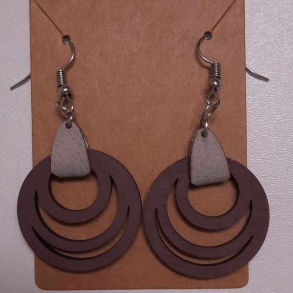 Triple-Hoop Wooden Earrings